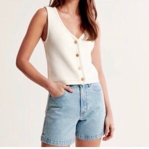 Abercrombie & Fitch Mara Sleeveless White Knit Vest Top Cream L